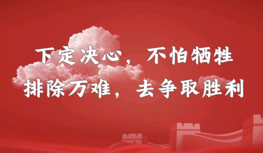 伟人毛主席语录：下定决心，不怕牺牲，排除万难，去争取胜利